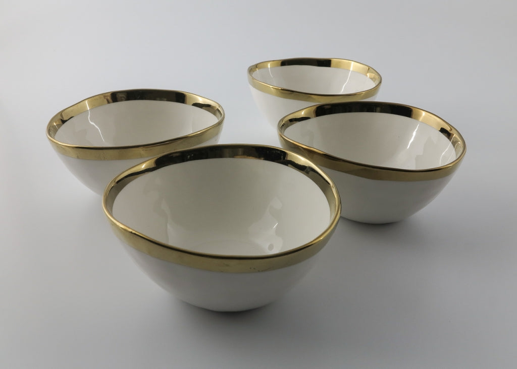 Plato Cereal Hueso Orilla Dorada S/4