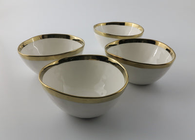 Plato Cereal Hueso Orilla Dorada S/4