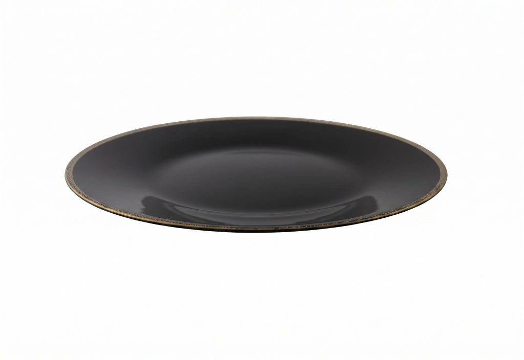 Porta Plato Negro Borde Oro