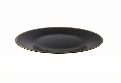 Porta Plato Negro Borde Oro