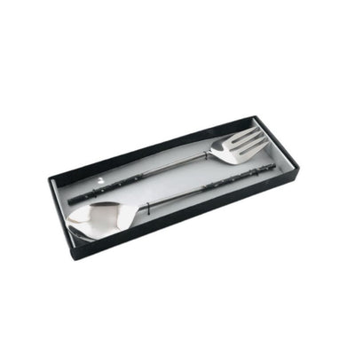 Cubiertos Negros c/puntos Dorados Duo