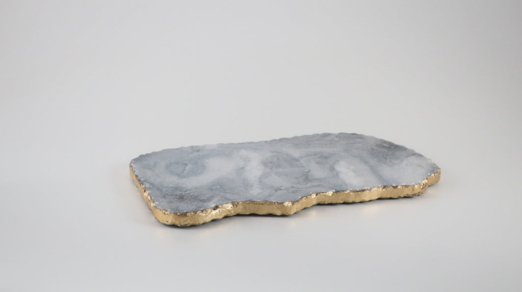 Quesera Mármol Gris - Dorado