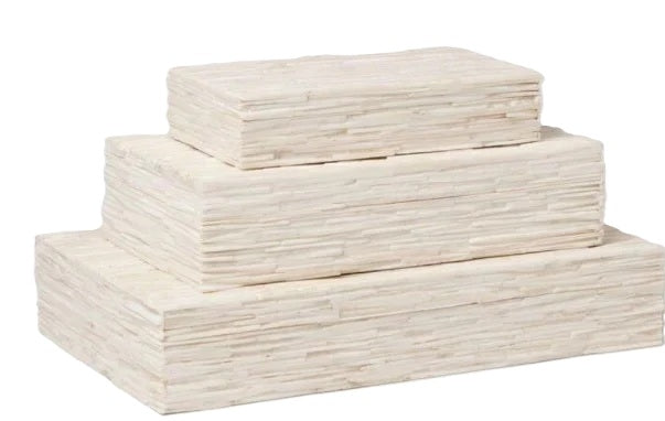 Caja De Hueso Beige Con Rayas