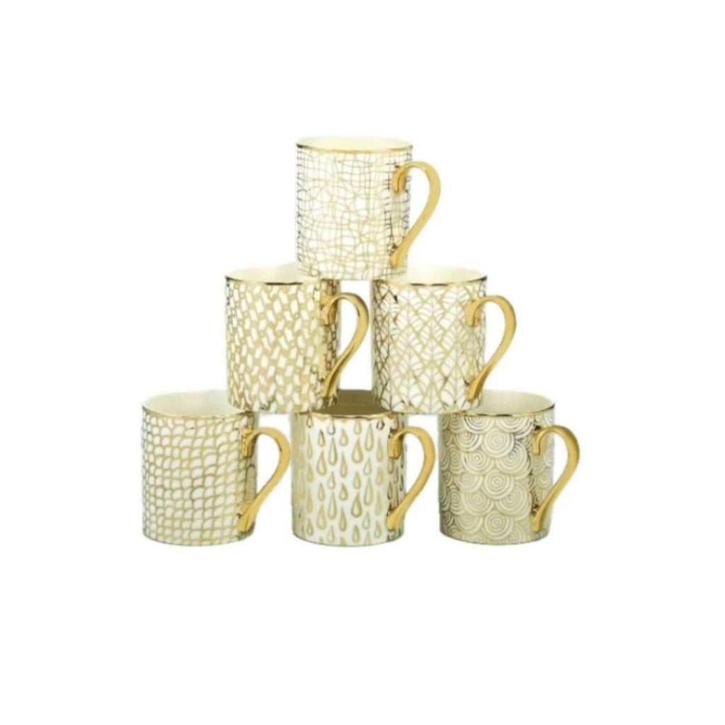 Tazas S/6Doradas Mosaic