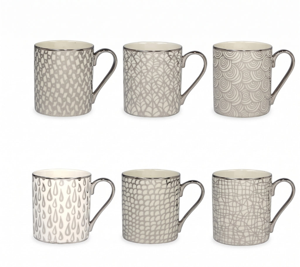 Tazas Plateadas Mosaic - Set de 6