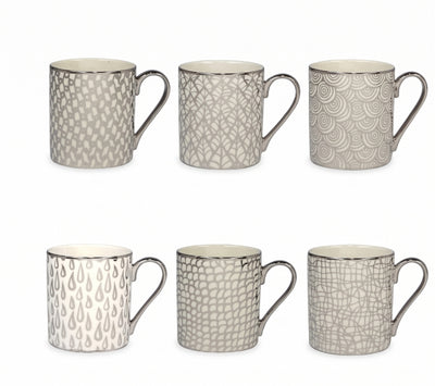 Tazas Plateadas Mosaic - Set de 6