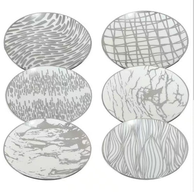 Platos Canapé Plateados Matrix - Set 6