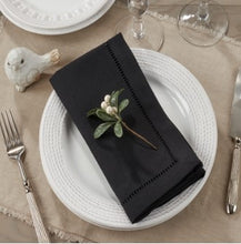 Cargar imagen en el visor de la galería, Dinner Napkin with Hemstitch Border Black