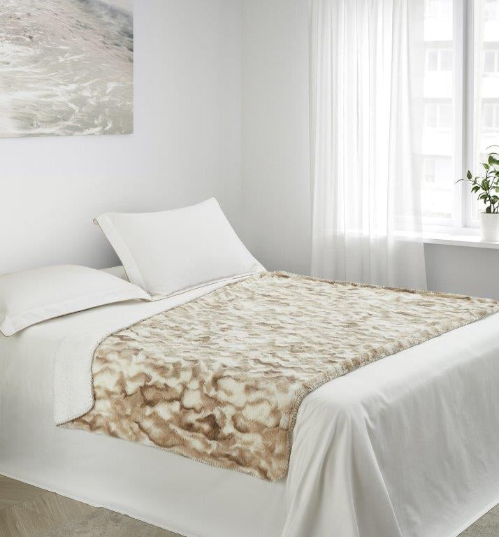 Throw / Cobija Ondas Beige Y Blanco