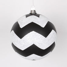 Cargar imagen en el visor de la galería, 8" Black-White Matte-Glitt Chevron Ball