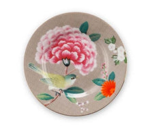 Cargar imagen en el visor de la galería, Plato Beige Con Flor Rosa