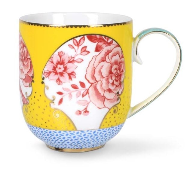 Taza Amarilla Con Flor