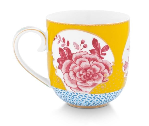 Taza Amarilla Con Flor