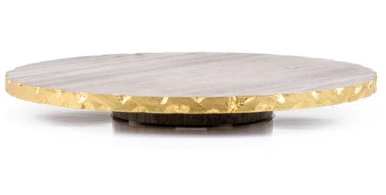 Lazy Susan Marmol Taupe/oro 14"