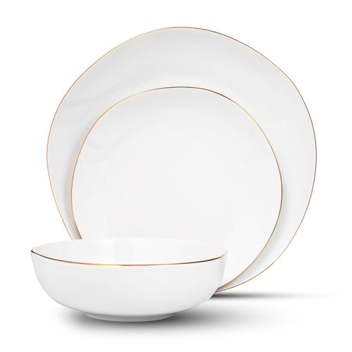 Vajilla Blanca Borde Dorado - Set de 12 pzas