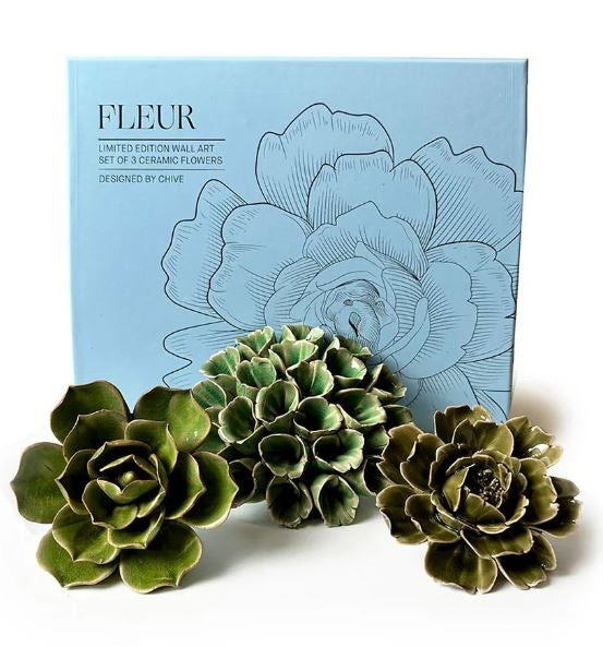 Set  de 3 Flores de  Ceramica para pared