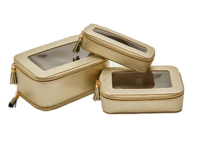 Cosmetiqueras Color Dorado - Set de 3pzas
