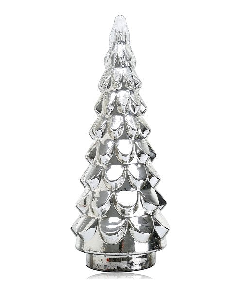 Arbol decorativo Navideño Grande de cristal Plateado