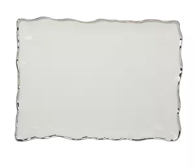 Charola Rectangular Borde Plateado