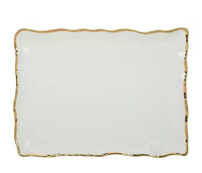 Charola Rectangular Borde Dorado