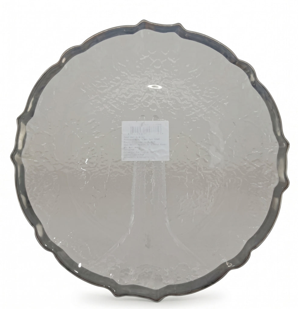 Porta Plato Transparente Borde Plateado