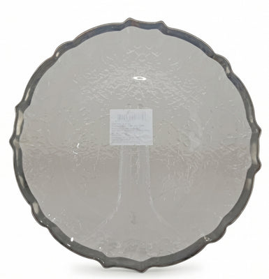 Porta Plato Transparente Borde Plateado