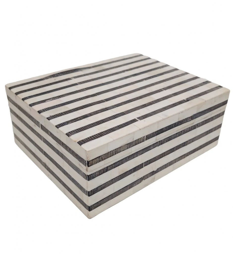 Caja Hueso Cuadros Tricolor Mediana