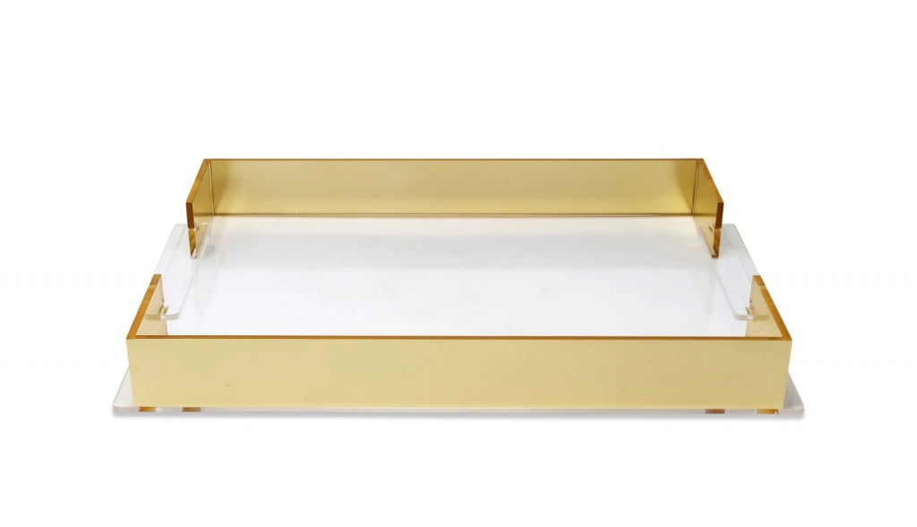 Charola Acrílico Blanca Con Dorado