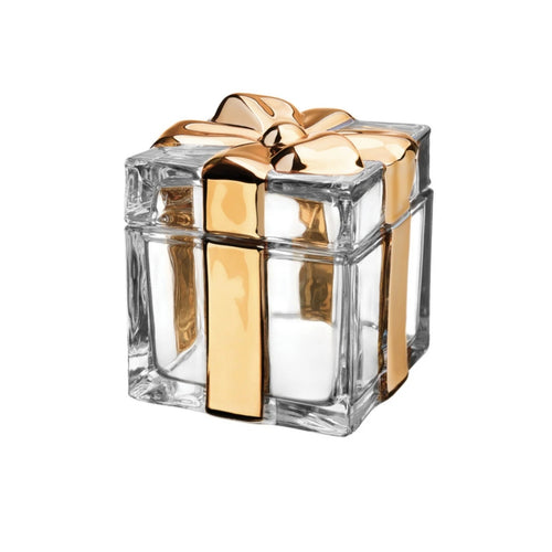 Caja cristal moño dorado