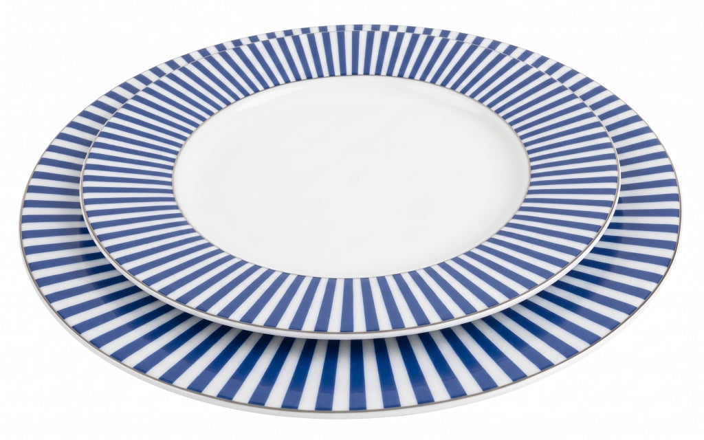 Platos Rayas Azul - Set de 24