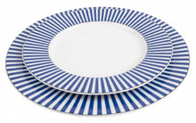 Cargar imagen en el visor de la galería, Platos Rayas Azul - Set de 24