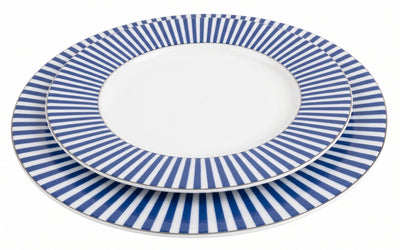Platos Rayas Azul - Set de 24