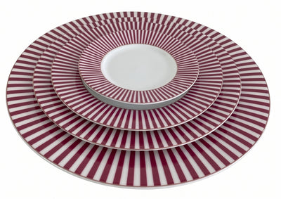 Platos Rayas Rojas - Set de 40