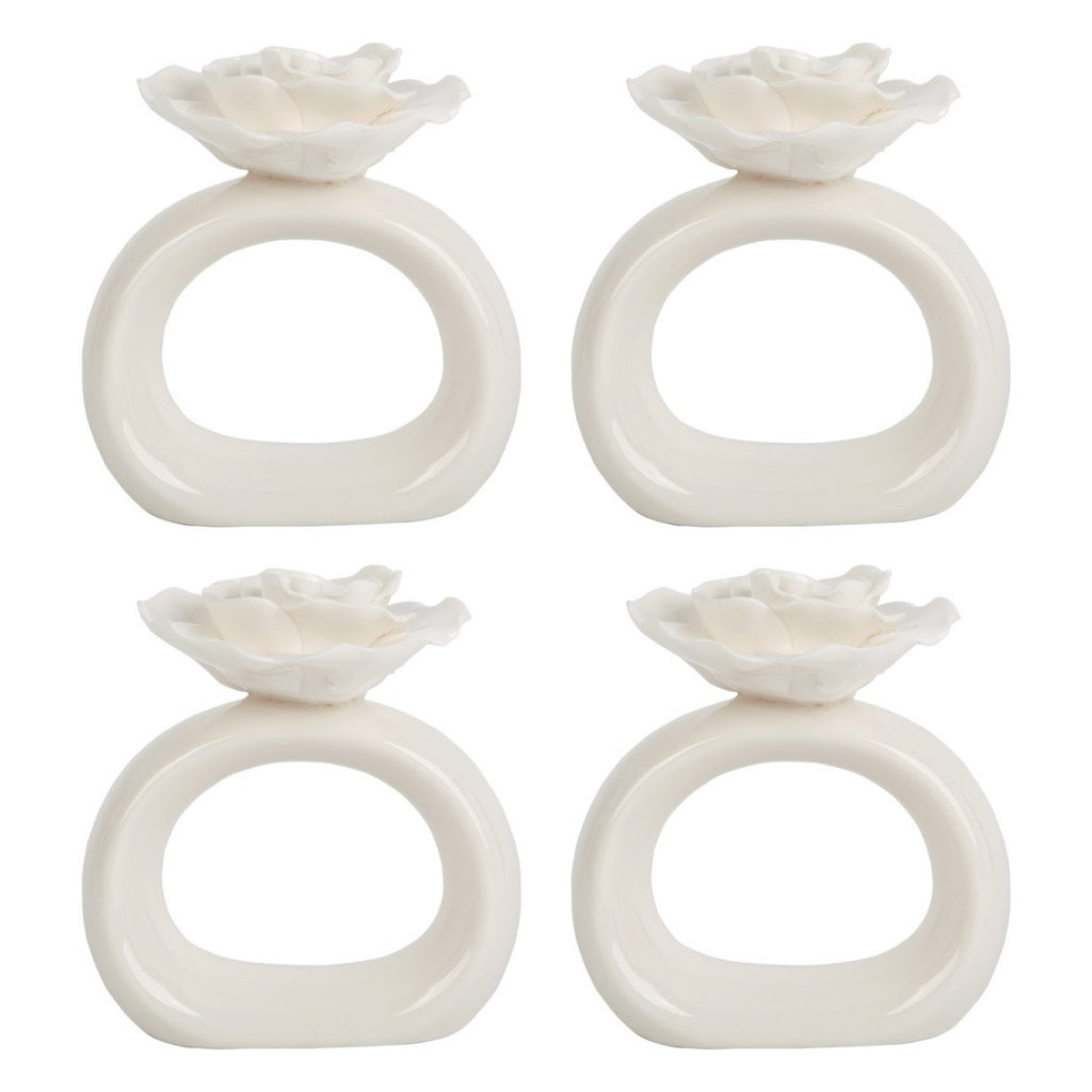 Set 4 Anillos de Servilletas Blancos