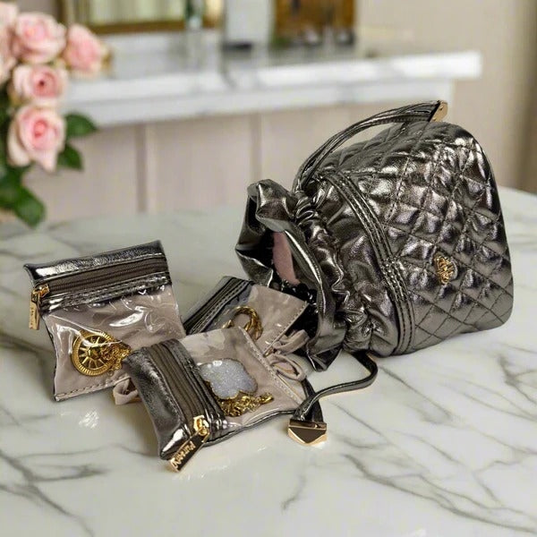 Estuche con mini bolsitas bronce