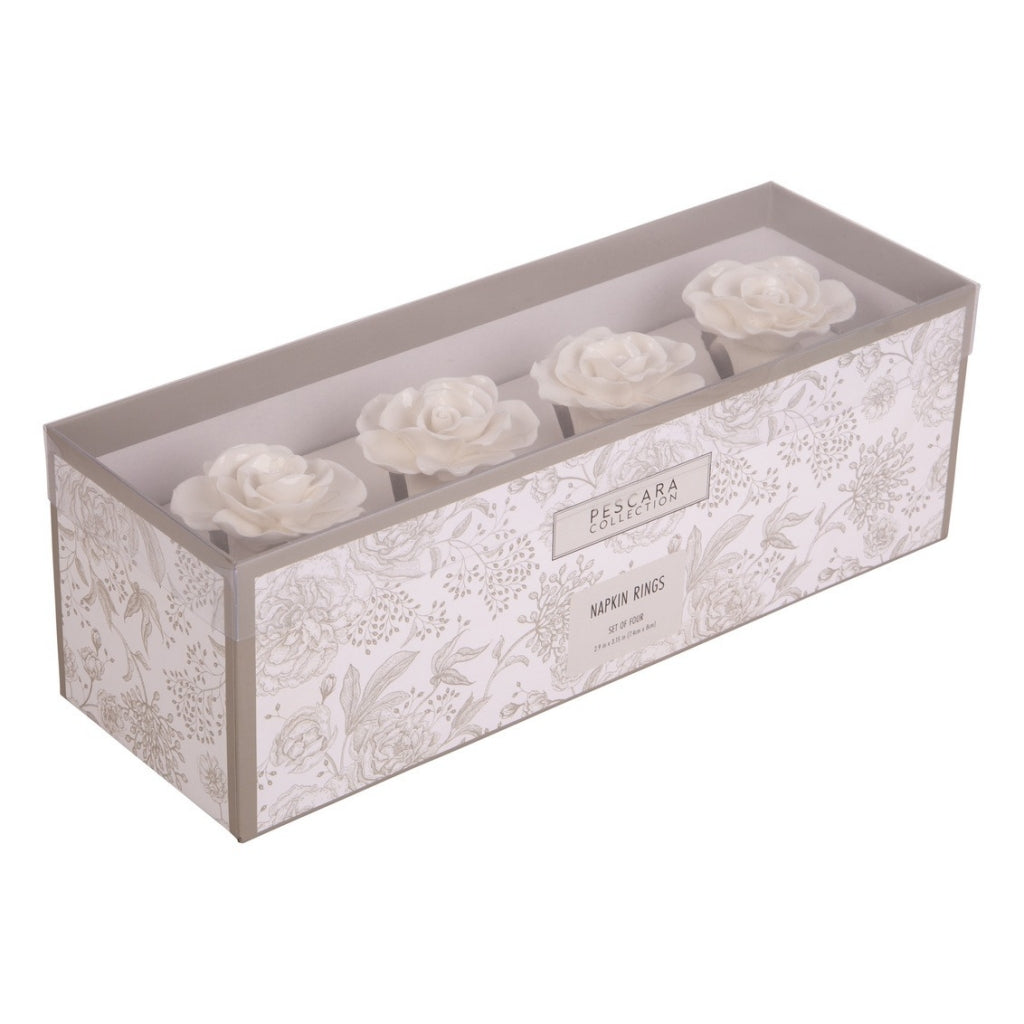 Set 4 Anillos de Servilletas Blancos