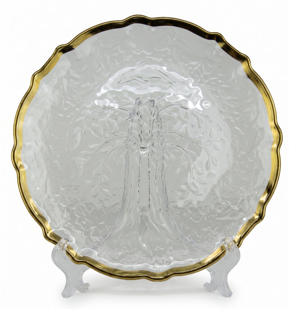 Plato Base de Cristal con Filo Dorado
