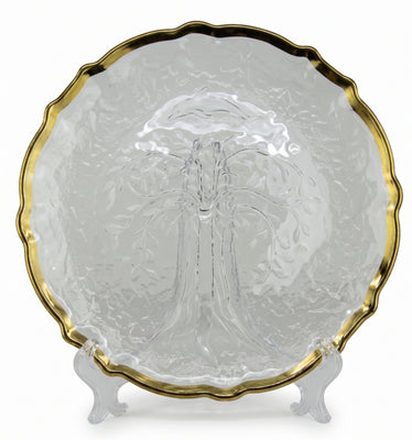 Plato Base de Cristal con Filo Dorado