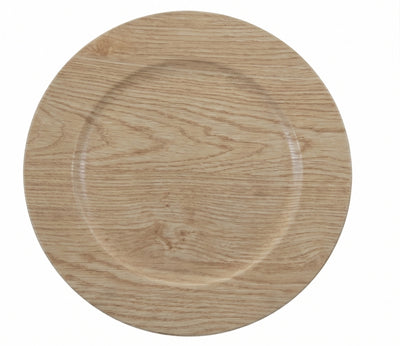 Bajo Plato de Madera Clara