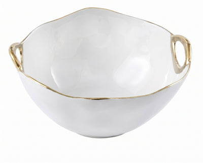 Bowl Redondo Largo con Orilla Dorada