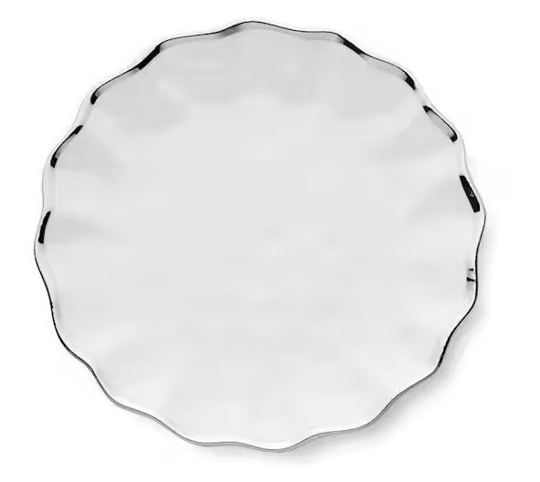 Set 4 Platos blanco filo plata 28 cm