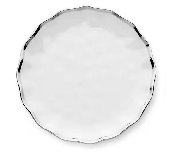 Set 4 platos blancos filo plata 22 cm
