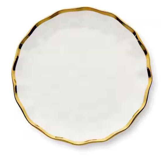 Set 4 platos blancos filo dorado