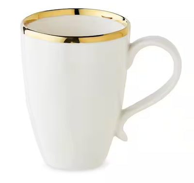 Set 4 tazas blancas filo dorado