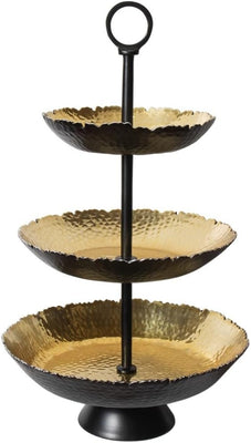 Botanero de 3 Pisos Negro & Oro