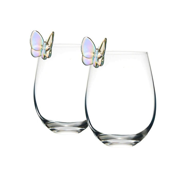 Copas de Cristal Mariposa - Set de 2