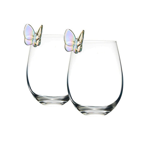 Set 2 Copas Mariposa Cristal