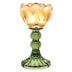 Sujetador de Velas Vidrio Verde Con Naranja
