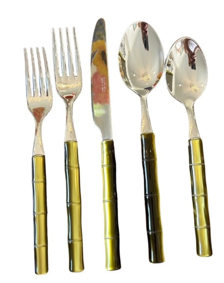 SET CUBIERTOS ORO CAFE