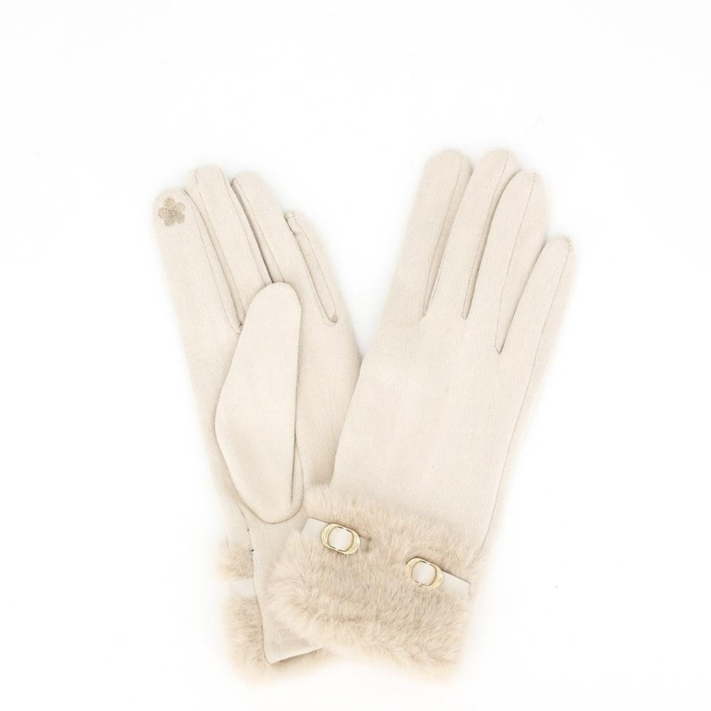 Guantes táctiles con puño /marfil